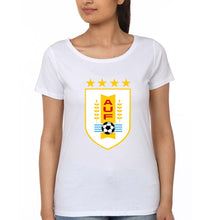 Load image into Gallery viewer, Uruguay Football T-Shirt for Women-XS(32 Inches)-White-Ektarfa.online
