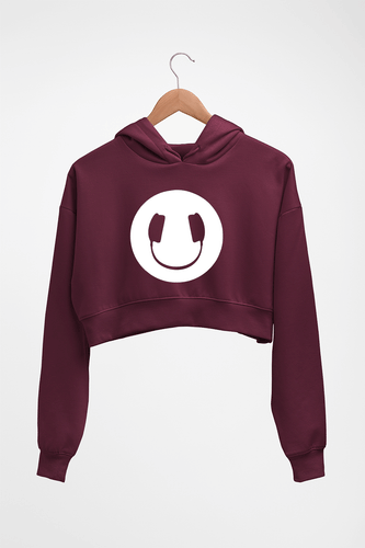 Headphone Eye Crop HOODIE FOR WOMEN-Maroon-Ektarfa.online