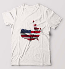 Load image into Gallery viewer, USA America T-Shirt for Men-S(38 Inches)-White-Ektarfa.online
