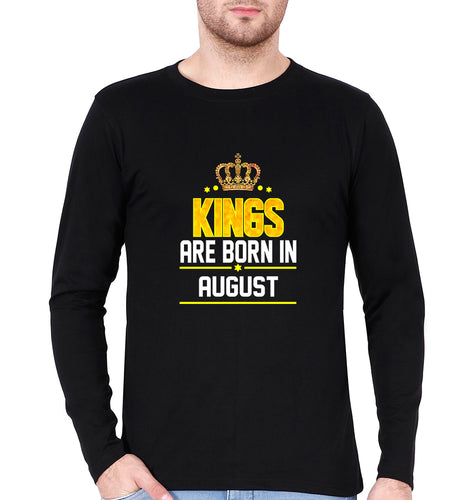 Kings Are Born In August Full Sleeves T-Shirt for Men-Black-Ektarfa.online