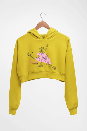 Saina Nehwal Crop HOODIE FOR WOMEN-Mustard Yellow-Ektarfa.online