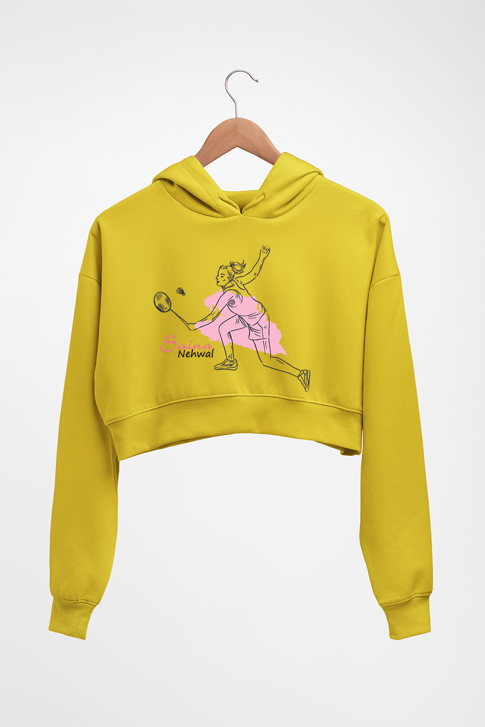 Saina Nehwal Crop HOODIE FOR WOMEN-Mustard Yellow-Ektarfa.online