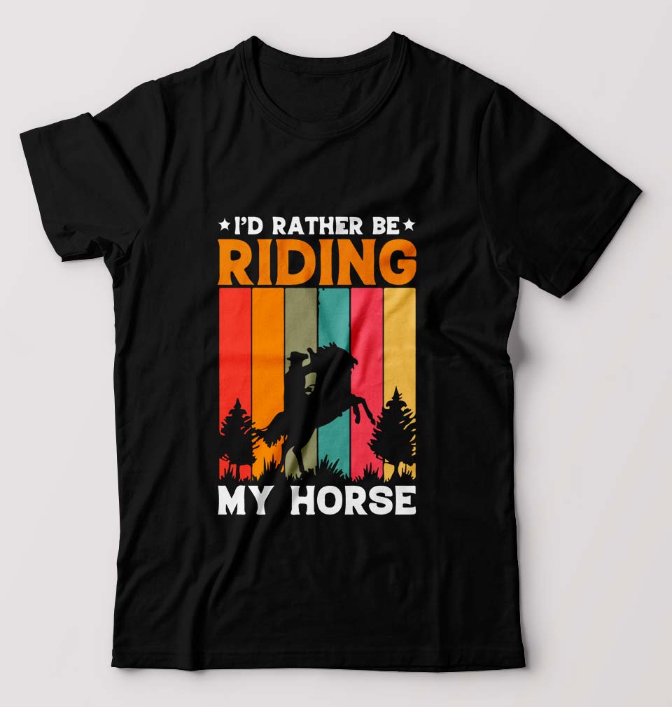 Horse Riding T-Shirt for Men-Black-Ektarfa.online