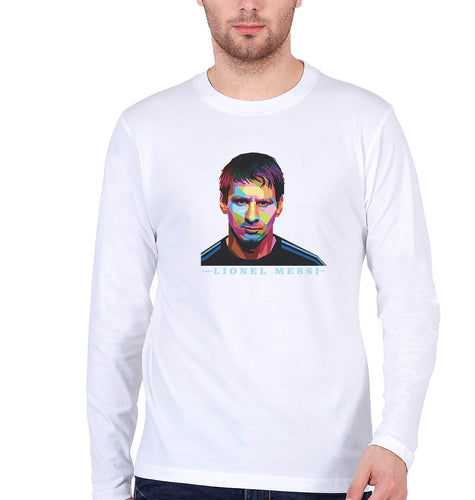 Messi Full Sleeves T-Shirt for Men-White-Ektarfa.online