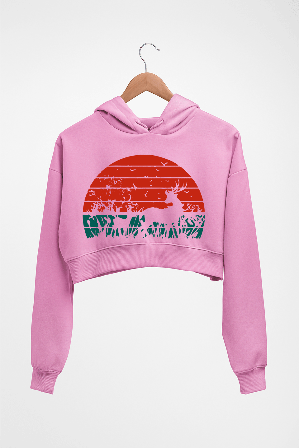 Deer Crop HOODIE FOR WOMEN-Light Baby Pink-Ektarfa.online