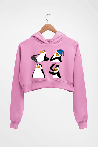 Penguins of Madagascar Crop HOODIE FOR WOMEN-Light Baby Pink-Ektarfa.online