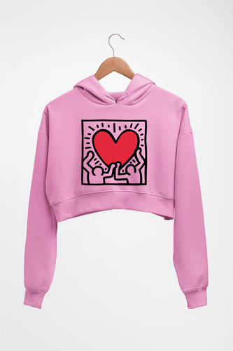 Keith Haring Crop HOODIE FOR WOMEN-Light Baby Pink-Ektarfa.online