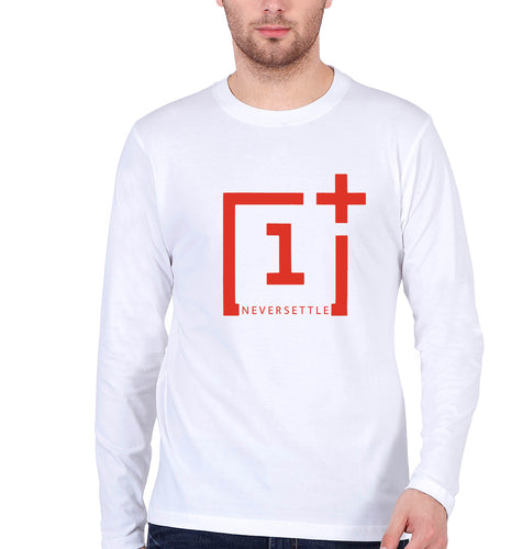 OnePlus Full Sleeves T-Shirt for Men-White-Ektarfa.online