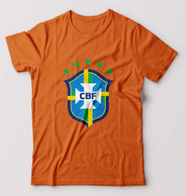 Load image into Gallery viewer, Brazil Football T-Shirt for Men-S(38 Inches)-Orange-Ektarfa.online
