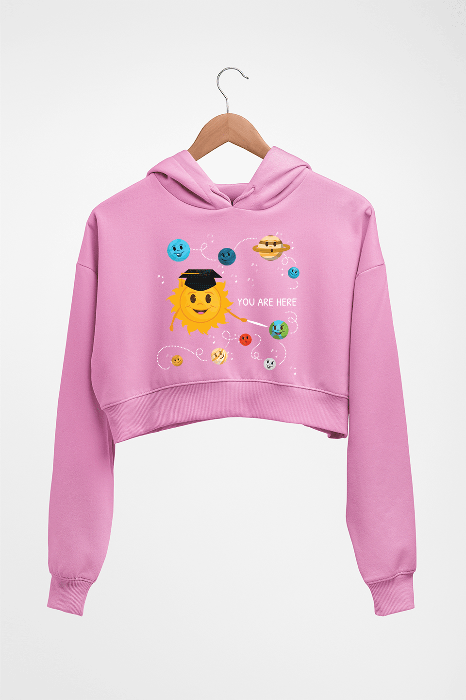 Solar System Crop HOODIE FOR WOMEN-Light Baby Pink-Ektarfa.online