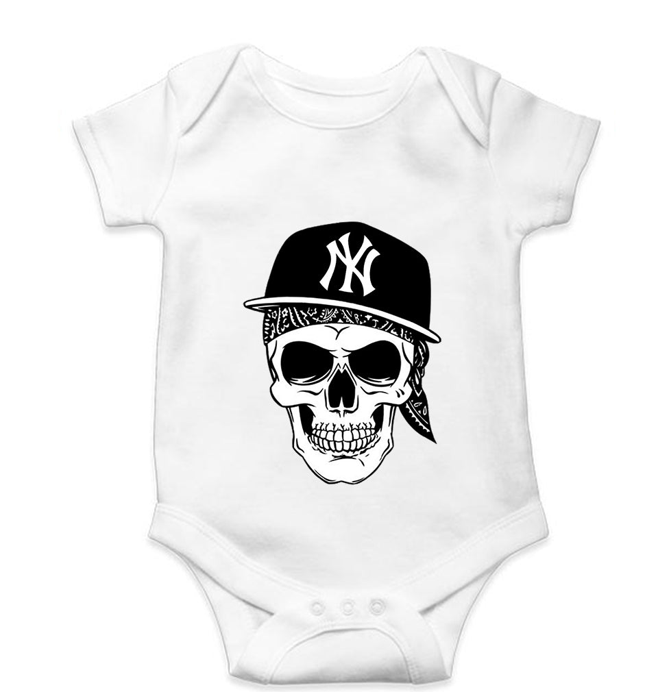 Hip Hop Skull NY Kids Romper For Baby Boy/Girl-0-5 Months(18 Inches)-White-Ektarfa.online