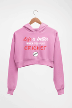 Load image into Gallery viewer, Play Cricket Crop HOODIE FOR WOMEN-Light Baby Pink-Ektarfa.online
