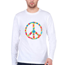 Load image into Gallery viewer, Trippy Psychedelic Peace Skull Full Sleeves T-Shirt for Men-White-Ektarfa.online
