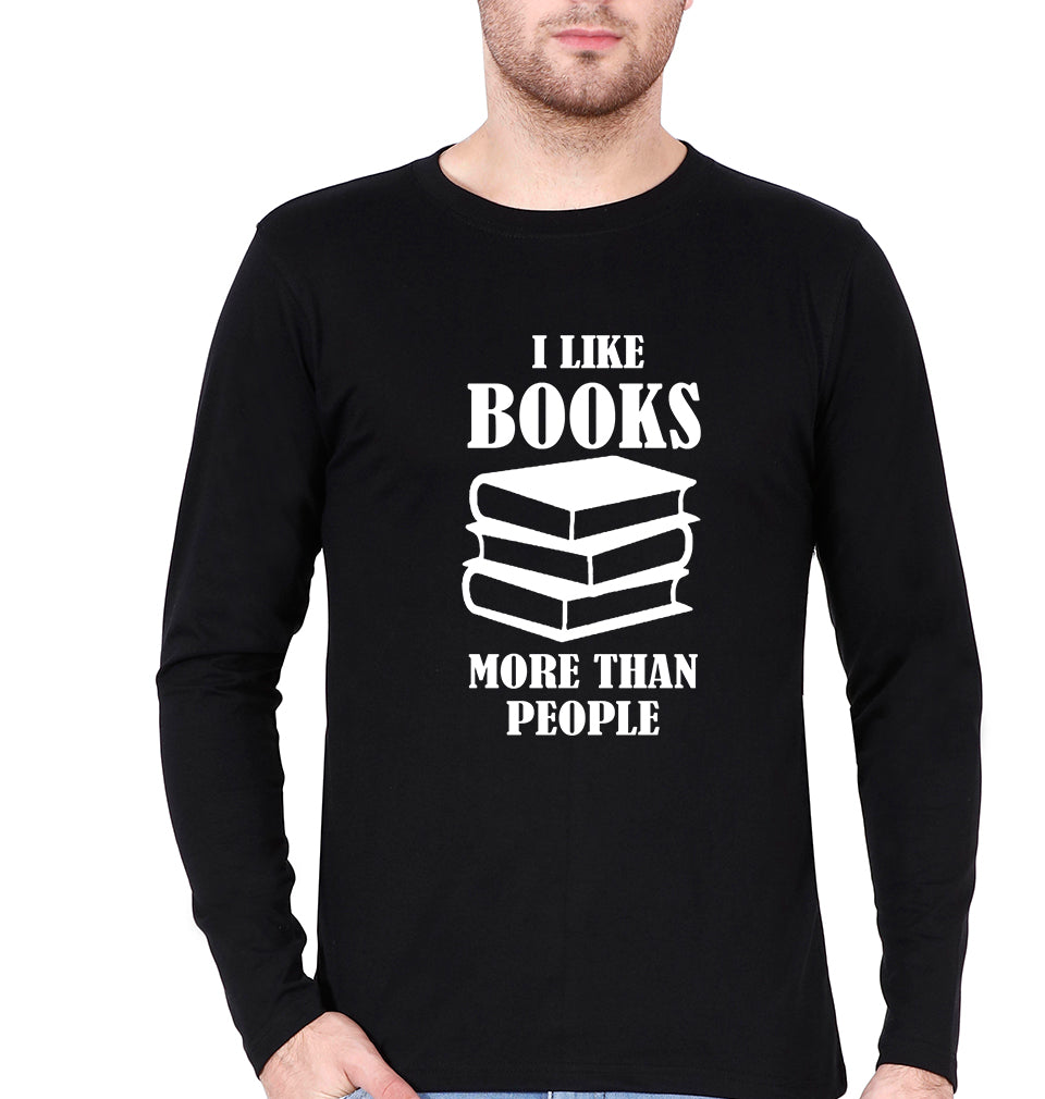 Like Books Full Sleeves T-Shirt for Men-Black-Ektarfa.online