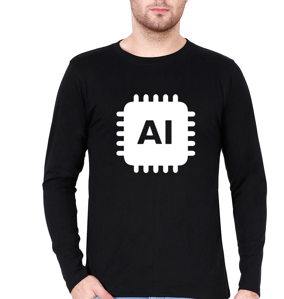 Artificial intelligence (AI) Full Sleeves T-Shirt for Men-Black-Ektarfa.online