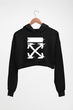 Load image into Gallery viewer, Off White Tee Crop HOODIE FOR WOMEN-Black-Ektarfa.online
