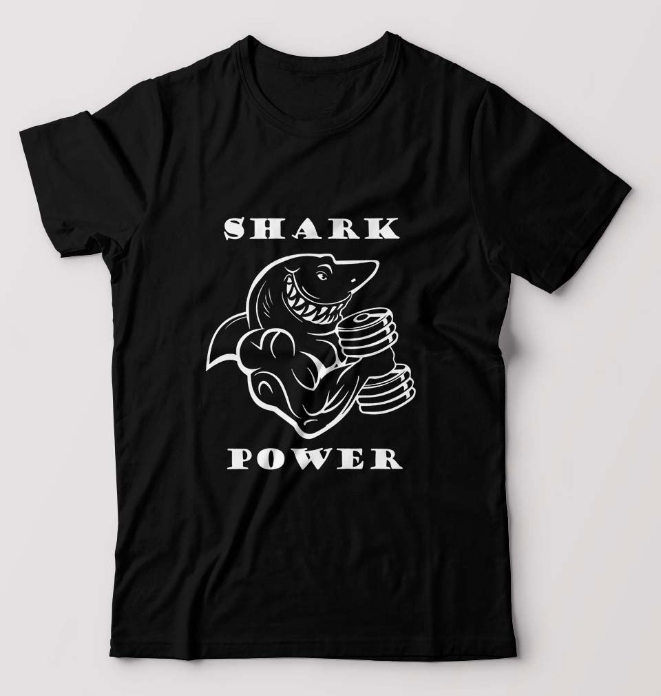 Gym Shark Power T-Shirt for Men-S(38 Inches)-Black-Ektarfa.online