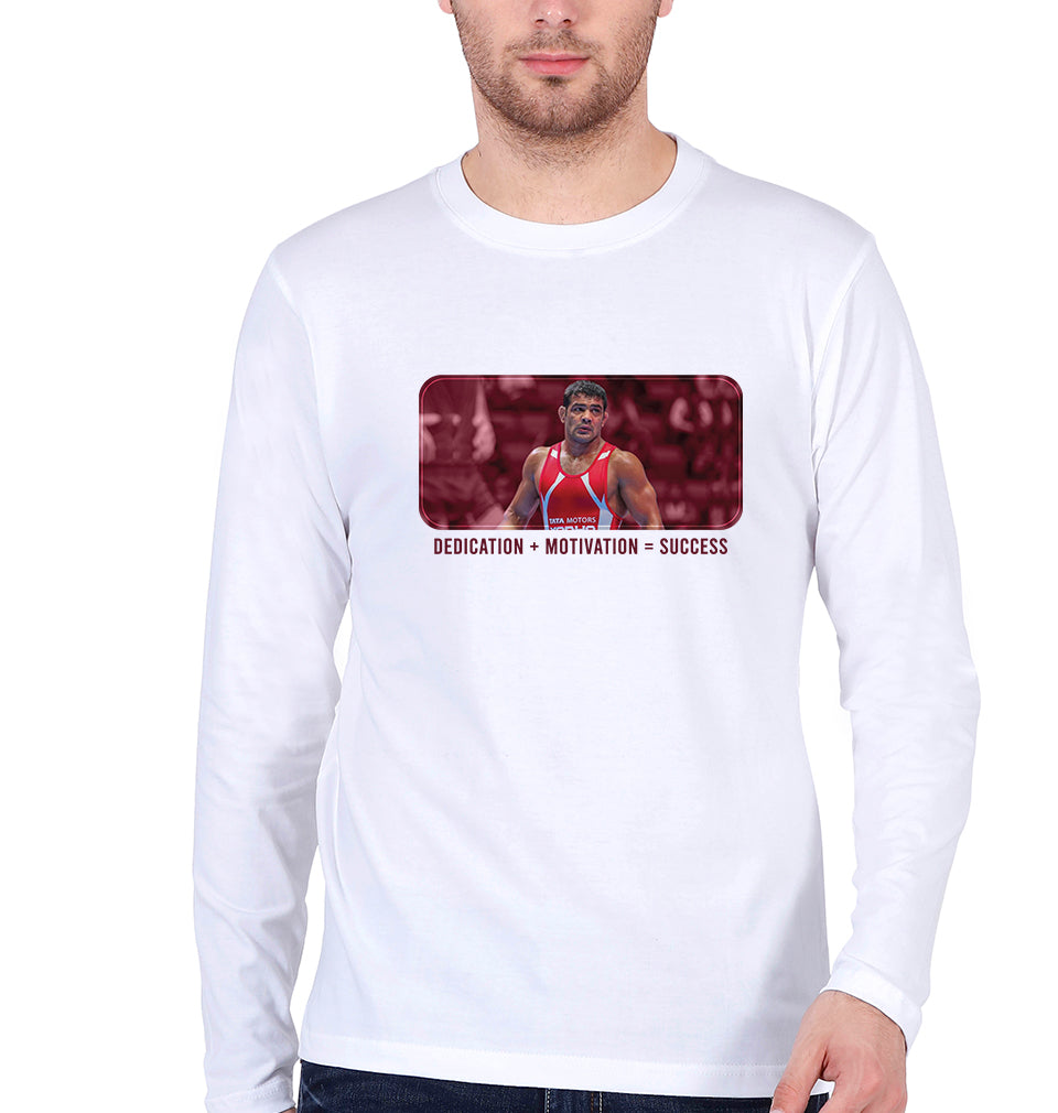 Sushil Kumar Full Sleeves T-Shirt for Men-White-Ektarfa.online