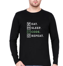Load image into Gallery viewer, Eat Sleep Code Repeat Full Sleeves T-Shirt for Men-Black-Ektarfa.online
