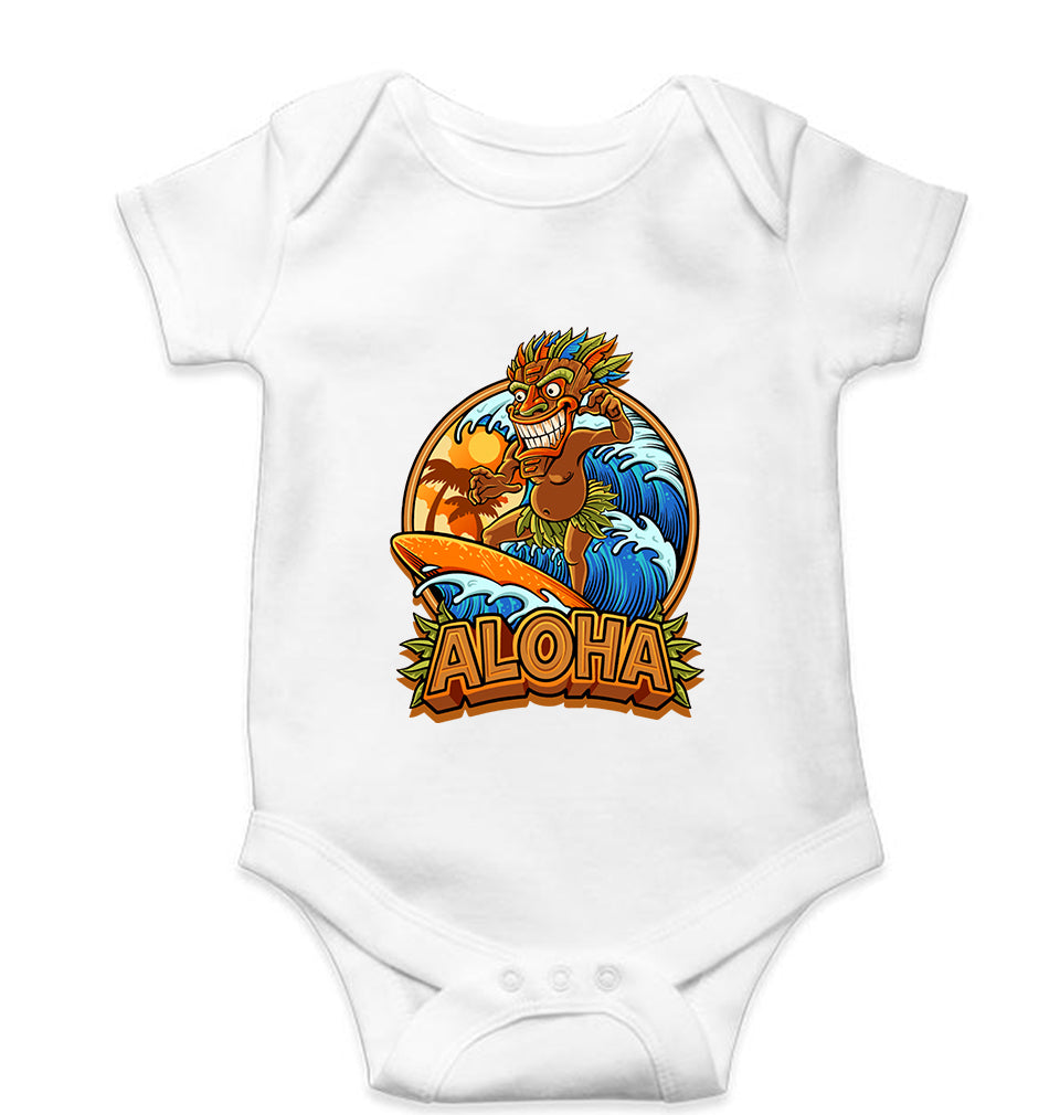 Aloha Kids Romper For Baby Boy/Girl-0-5 Months(18 Inches)-White-Ektarfa.online