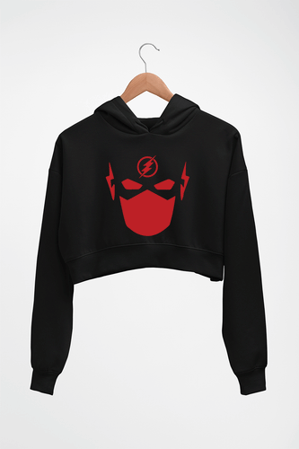 Flash Superhero Crop HOODIE FOR WOMEN-Black-Ektarfa.online