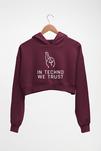 Techno Crop HOODIE FOR WOMEN-Maroon-Ektarfa.online