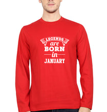 Load image into Gallery viewer, Legends are Born in January Full Sleeves T-Shirt for Men-Red-Ektarfa.online
