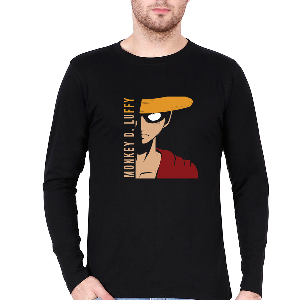 Monkey D. Luffy Full Sleeves T-Shirt for Men-S(38 Inches)-Black-Ektarfa.online