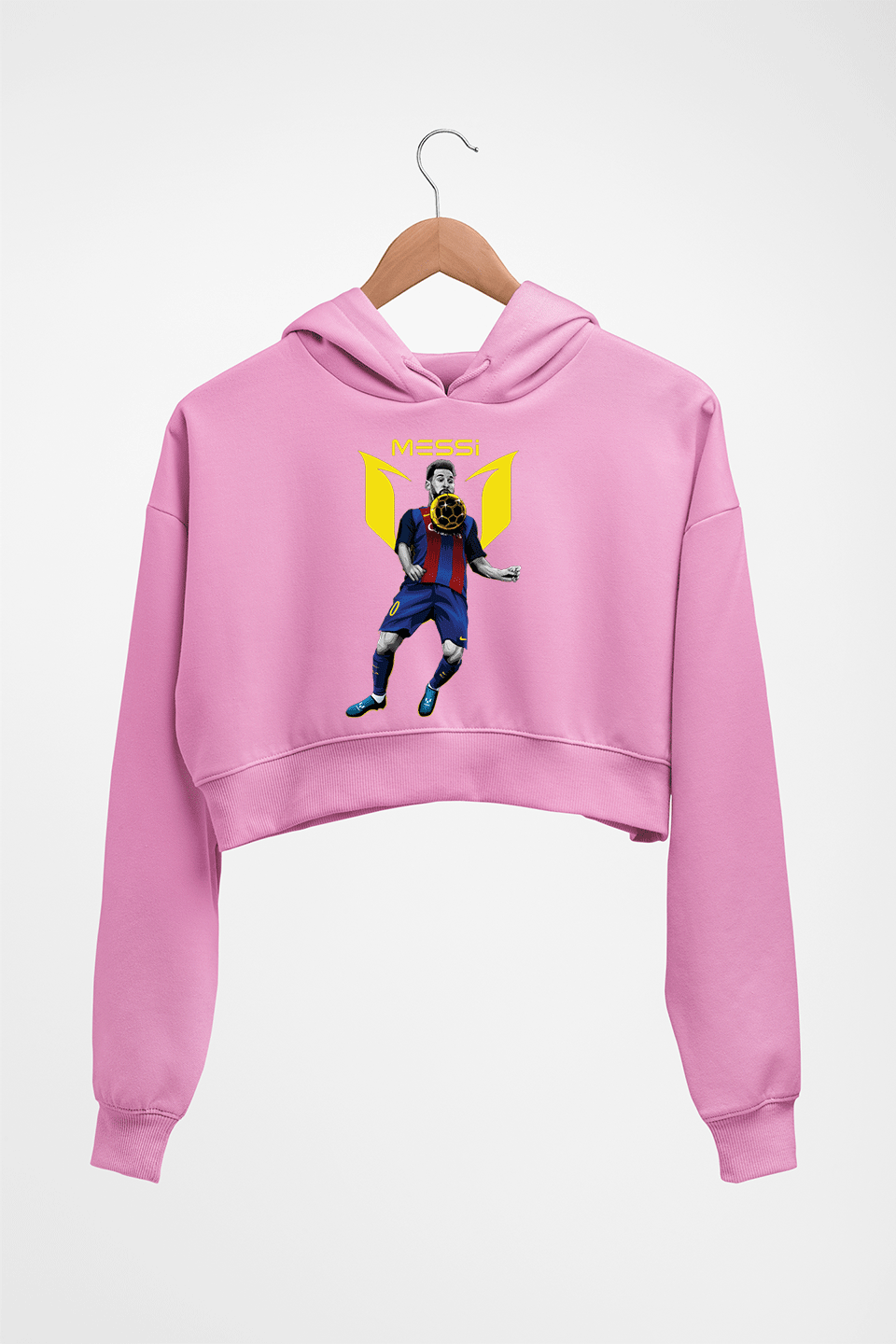 Messi Crop HOODIE FOR WOMEN-Light Baby Pink-Ektarfa.online