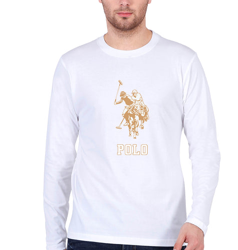 Polo Full Sleeves T-Shirt for Men-White-Ektarfa.online