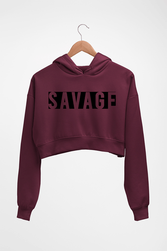 Savage Crop HOODIE FOR WOMEN-Maroon-Ektarfa.online