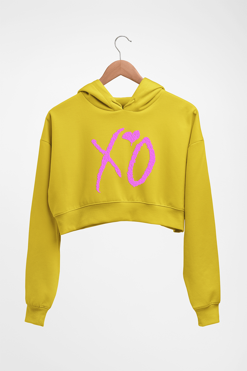 The Weeknd XO Crop HOODIE FOR WOMEN-Mustard Yellow-Ektarfa.online