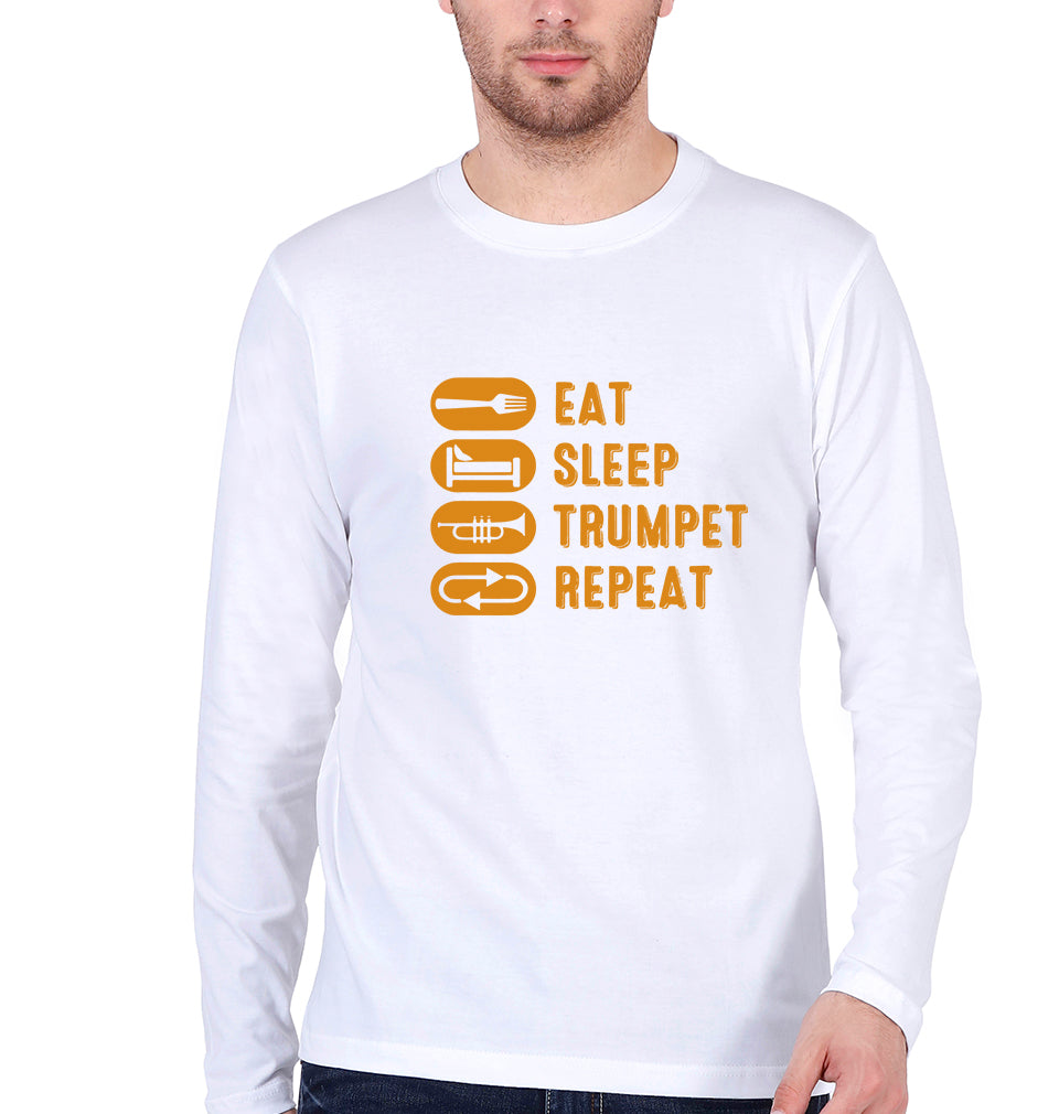 Trumpet Full Sleeves T-Shirt for Men-White-Ektarfa.online