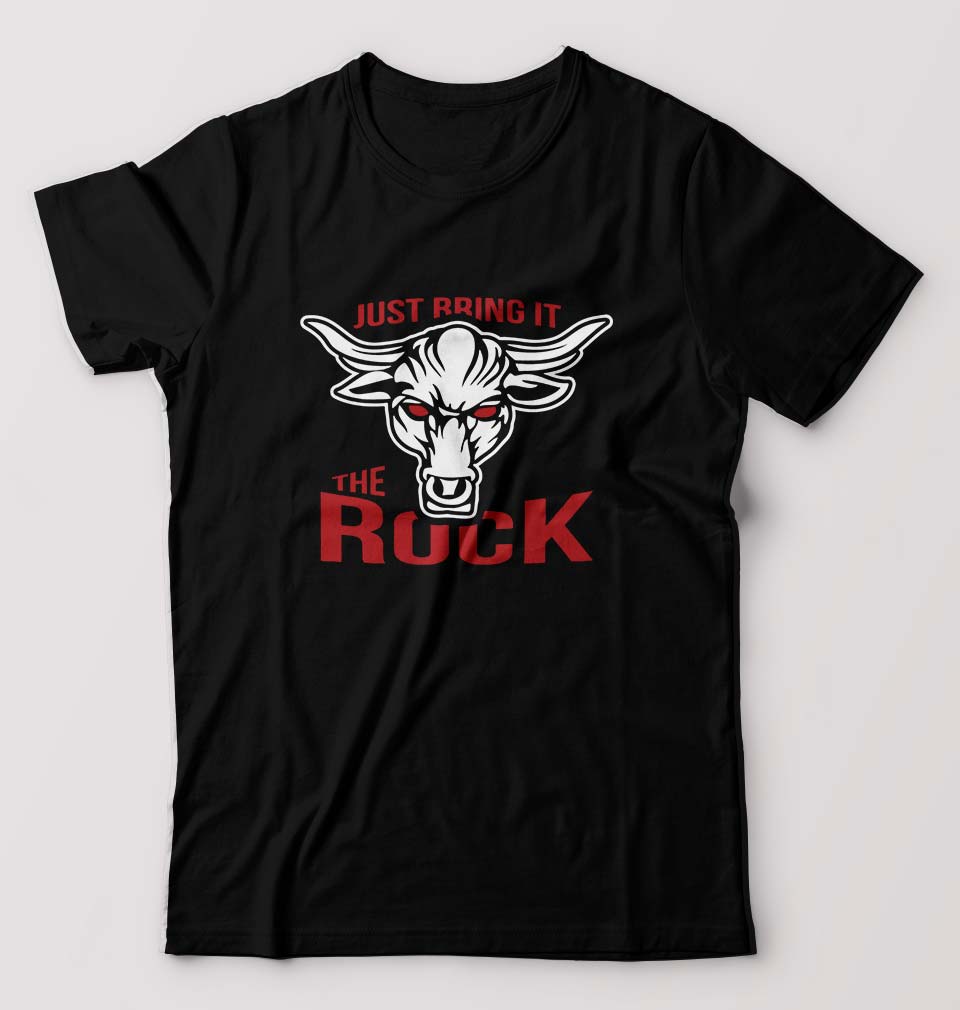 The Rock T-Shirt for Men-S(38 Inches)-Black-Ektarfa.online