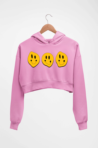 Smiley Crop HOODIE FOR WOMEN-Light Baby Pink-Ektarfa.online