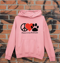 Load image into Gallery viewer, Peace Love Animals Unisex Hoodie for Men/Women-Light Pink-Ektarfa.online
