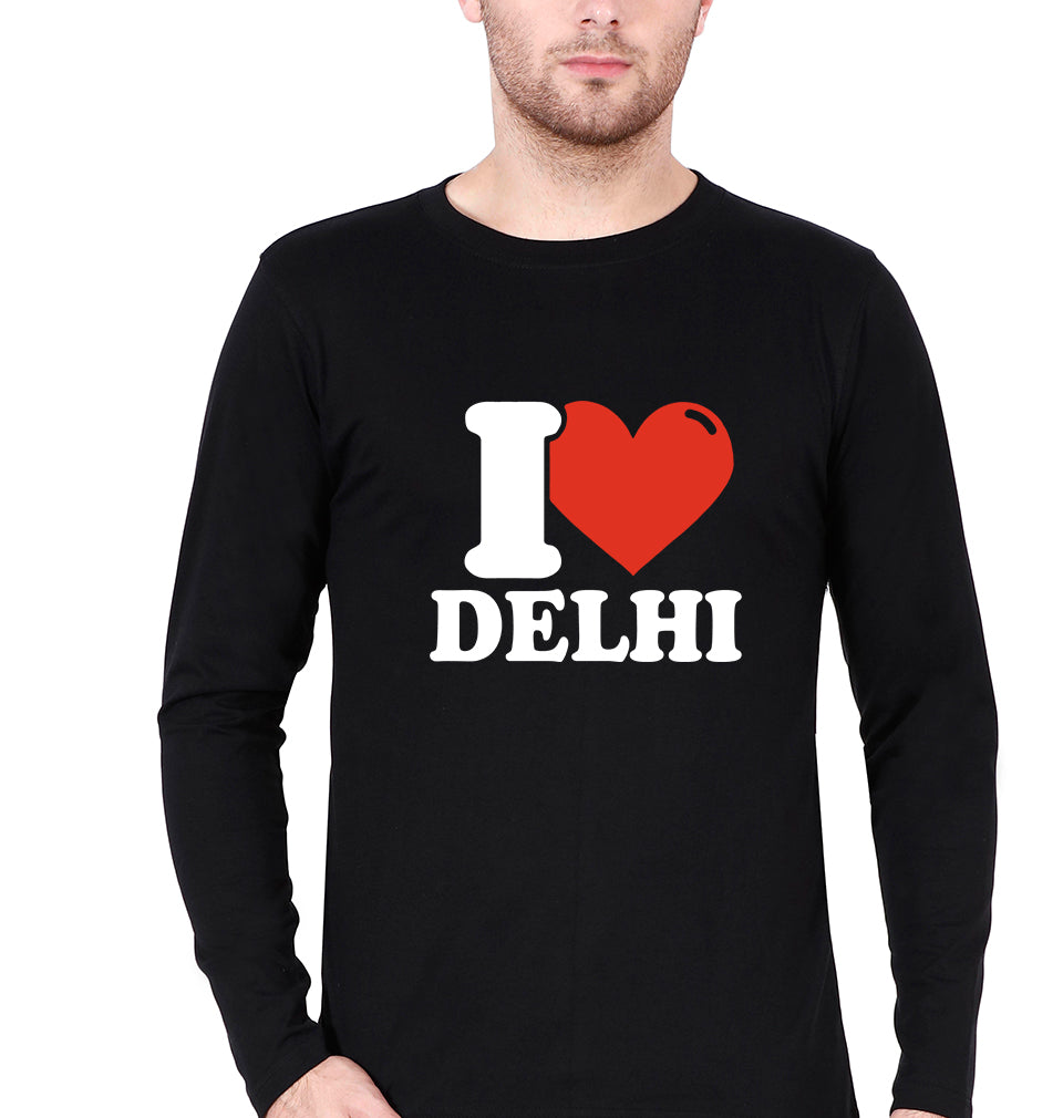 I Love Delhi T Full Sleeves T-Shirt for Men-Black-Ektarfa.online