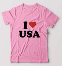 Load image into Gallery viewer, I Love USA T-Shirt for Men-Light Baby Pink-Ektarfa.online
