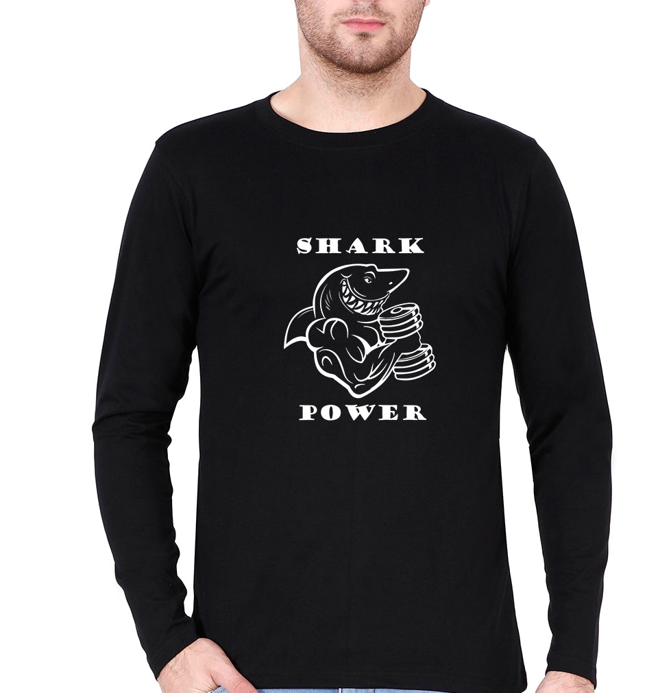 Gym Shark Power Full Sleeves T-Shirt for Men-S(38 Inches)-Black-Ektarfa.online