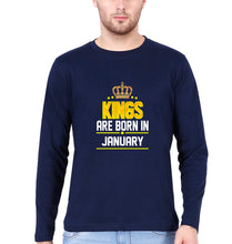 Load image into Gallery viewer, Kings Are Born In January Full Sleeves T-Shirt for Men-Navy Blue-Ektarfa.online
