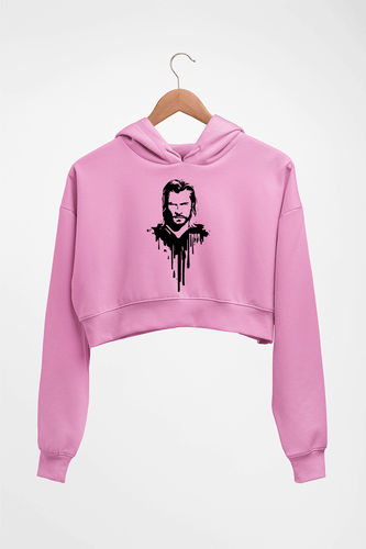 Thor Superhero Crop HOODIE FOR WOMEN-Light Baby Pink-Ektarfa.online