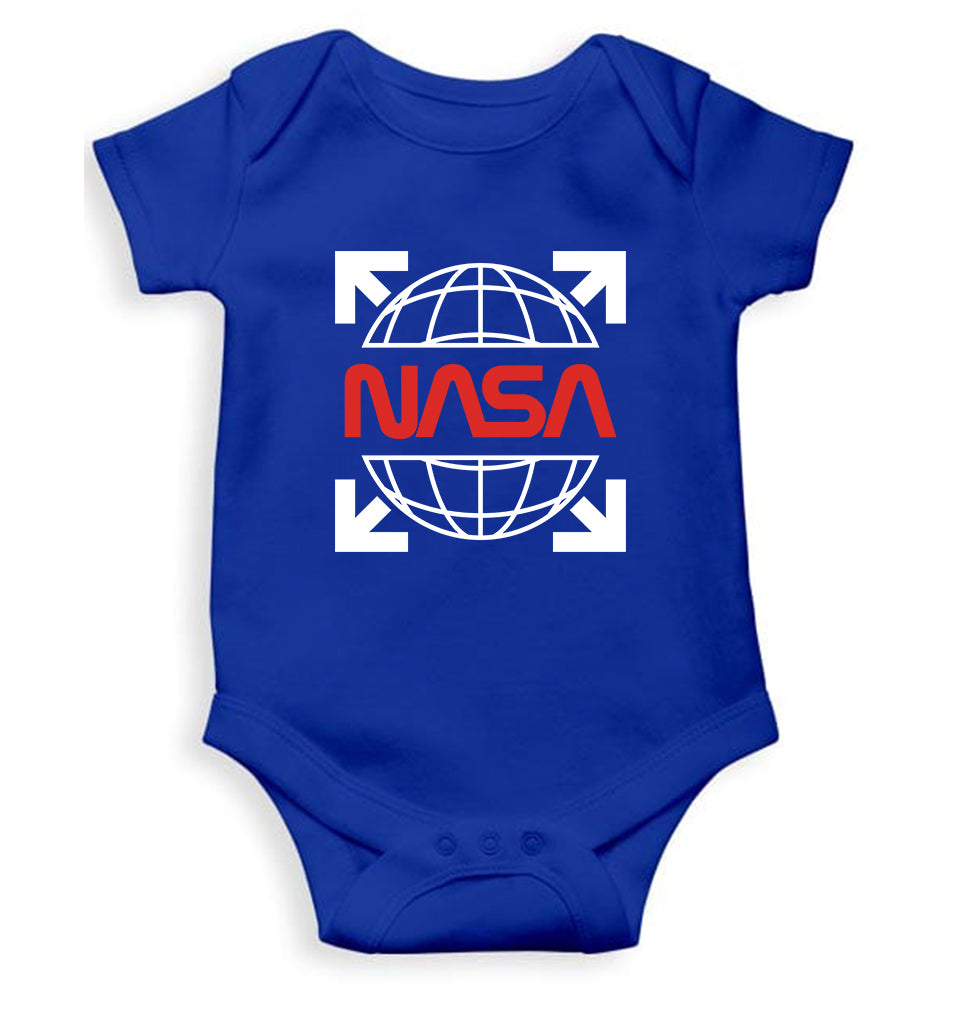 Nasa White Off Kids Romper For Baby Boy/Girl-0-5 Months(18 Inches)-Royal Blue-Ektarfa.online