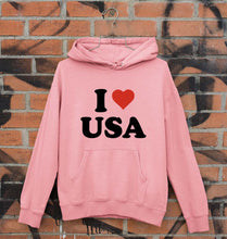 Load image into Gallery viewer, I Love USA Unisex Hoodie for Men/Women-Light Baby Pink-Ektarfa.online
