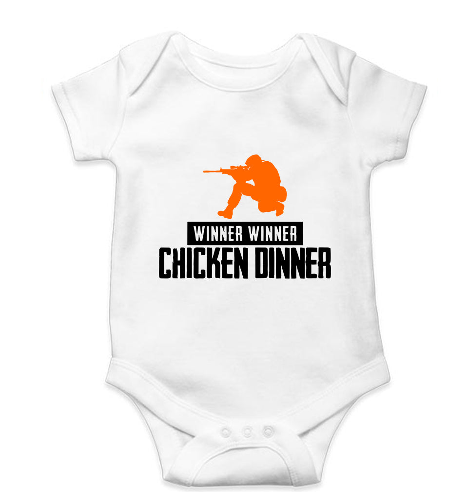 PUBG Winner Winner Chicken Dinner Kids Romper For Baby Boy/Girl-0-5 Months(18 Inches)-White-Ektarfa.online