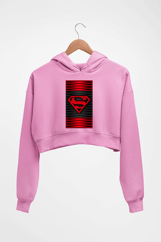 Superman Superhero Crop HOODIE FOR WOMEN-Light Baby Pink-Ektarfa.online