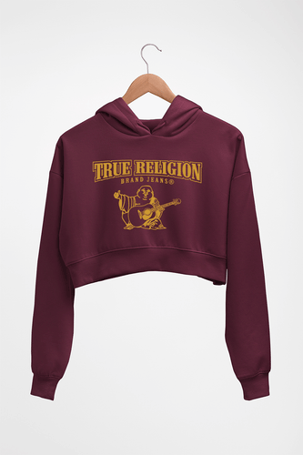 True Religion Crop HOODIE FOR WOMEN-Maroon-Ektarfa.online