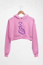 Load image into Gallery viewer, Purple Heart Crop HOODIE FOR WOMEN-Light Baby Pink-Ektarfa.online
