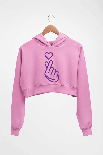 Purple Heart Crop HOODIE FOR WOMEN-Light Baby Pink-Ektarfa.online