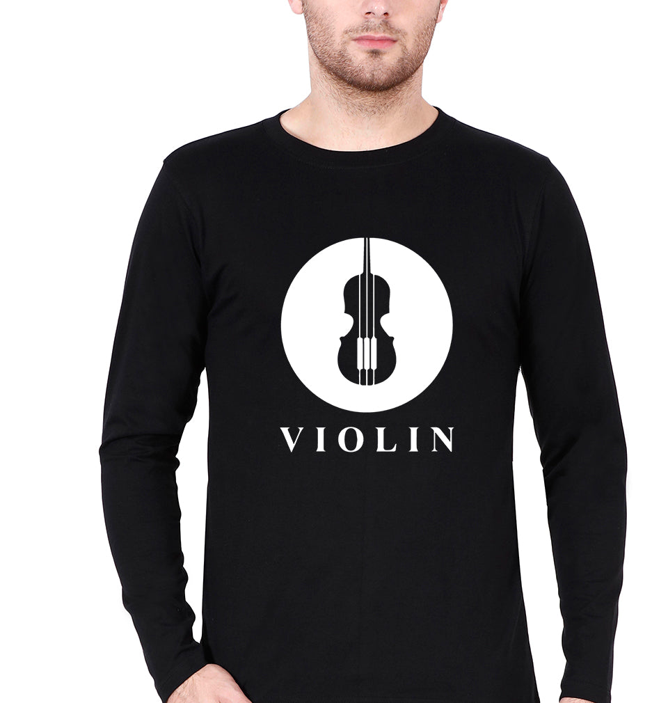 Violin Full Sleeves T-Shirt for Men-Black-Ektarfa.online