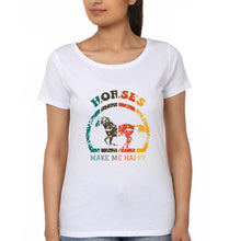 Load image into Gallery viewer, Horses T-Shirt for Women-White-Ektarfa.online
